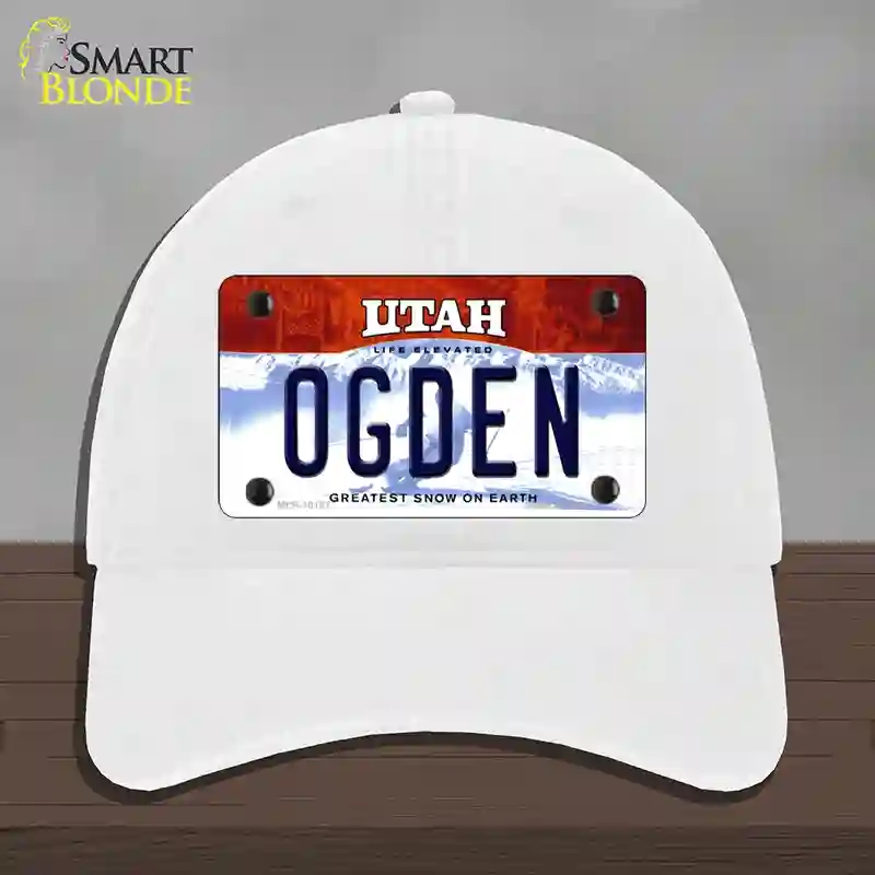 HAT14-MLP-10187 4 x 2.2 in. Ogden Utah Novelty License Plate Hat, White - Unconstructed Cotton