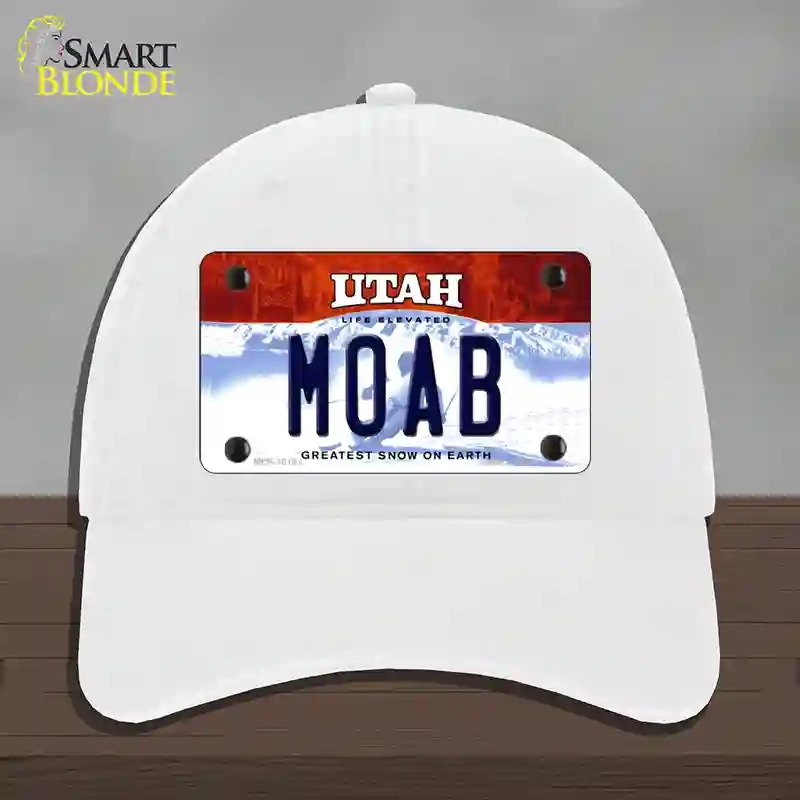 HAT14-MLP-10191 4 x 2.2 in. Moab Utah Novelty License Plate Hat, White - Unconstructed Cotton