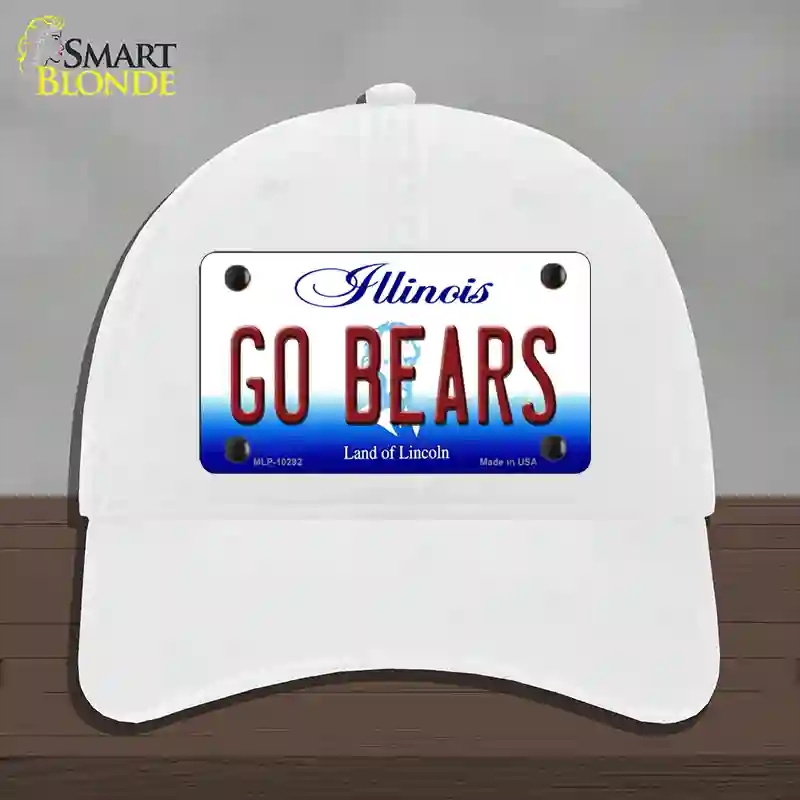 HAT14-MLP-10292 4 x 2.2 in. Go Bears Illinois Novelty License Plate Hat, White - Unconstructed Cotton