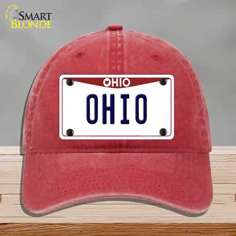 HAT13-MLP-10065 4 x 2.2 in. Ohio Maroon Novelty License Plate Hat, Red - Unconstructed Cotton