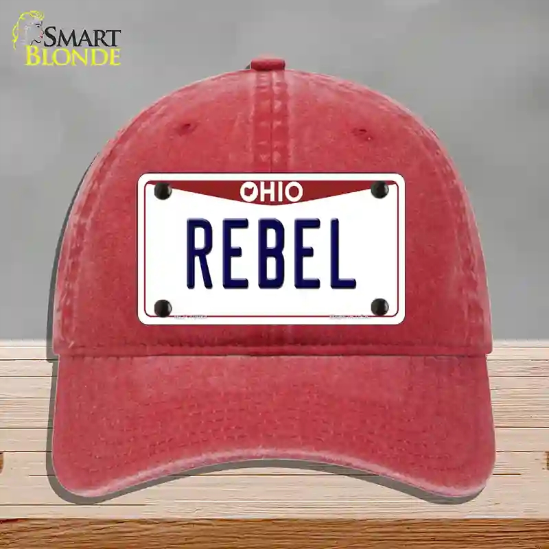 HAT13-MLP-10084 4 x 2.2 in. Rebel Ohio Novelty License Plate Hat, Red - Unconstructed Cotton