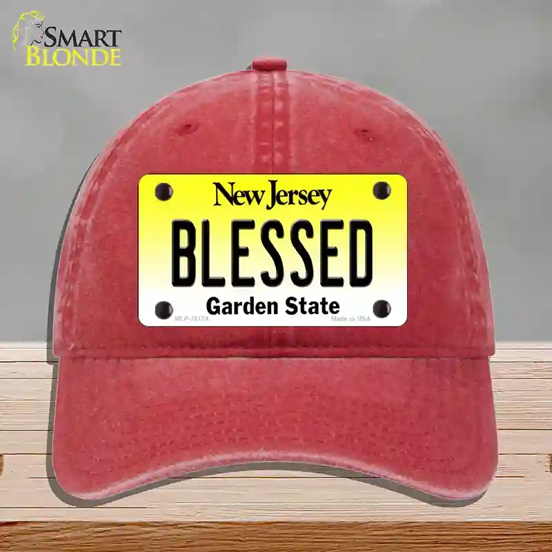 HAT13-MLP-10174 4 x 2.2 in. Blessed Jersey Novelty License Plate Hat, Red - Unconstructed Cotton
