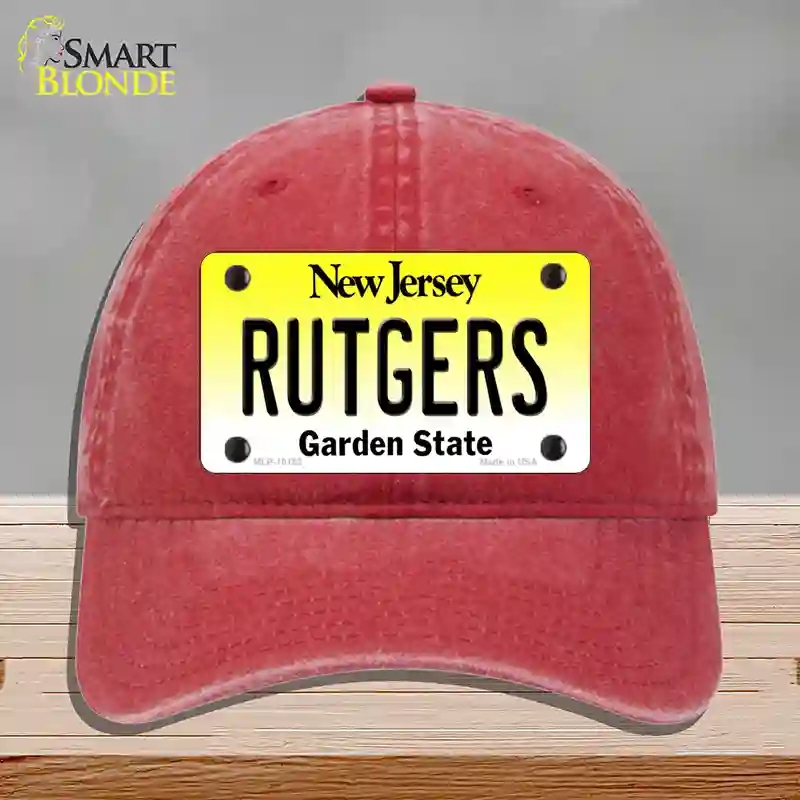 HAT13-MLP-10182 4 x 2.2 in. Rutgers Jersey Novelty License Plate Hat, Red - Unconstructed Cotton