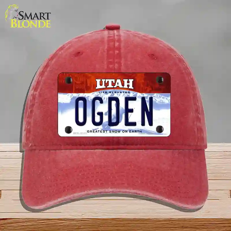 HAT13-MLP-10187 4 x 2.2 in. Ogden Utah Novelty License Plate Hat, Red - Unconstructed Cotton