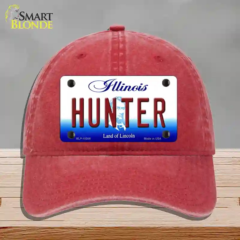 HAT13-MLP-10306 4 x 2.2 in. Hunter Illinois Novelty License Plate Hat, Red - Unconstructed Cotton