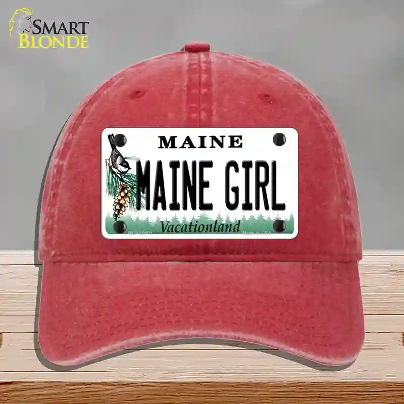 HAT13-MLP-10401 4 x 2.2 in. Maine Girl Novelty License Plate Hat, Red - Unconstructed Cotton
