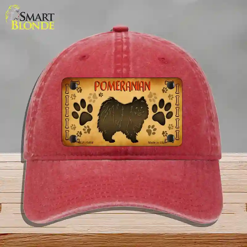 HAT13-MLP-10454 4 x 2.2 in. Pomeranian Novelty License Plate Hat, Red - Unconstructed Cotton