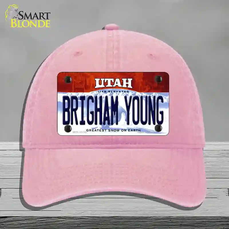 HAT12-MLP-10199 4 x 2.2 in. Brigham Young Utah Novelty License Plate Hat, Pink - Unconstructed Cotton