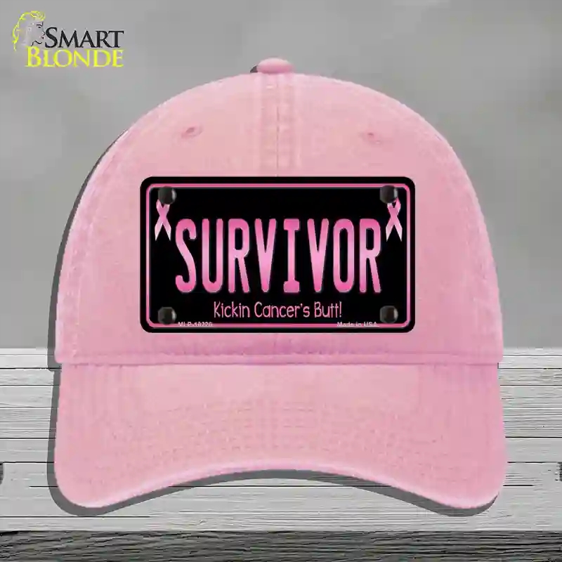 HAT12-MLP-10228 4 x 2.2 in. Survivor Novelty License Plate Hat, Pink - Unconstructed Cotton