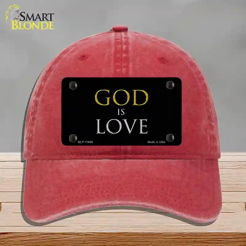 HAT13-MLP-11889 4 x 2.2 in. God is Love Novelty License Plate Hat, Red - Unconstructed Cotton