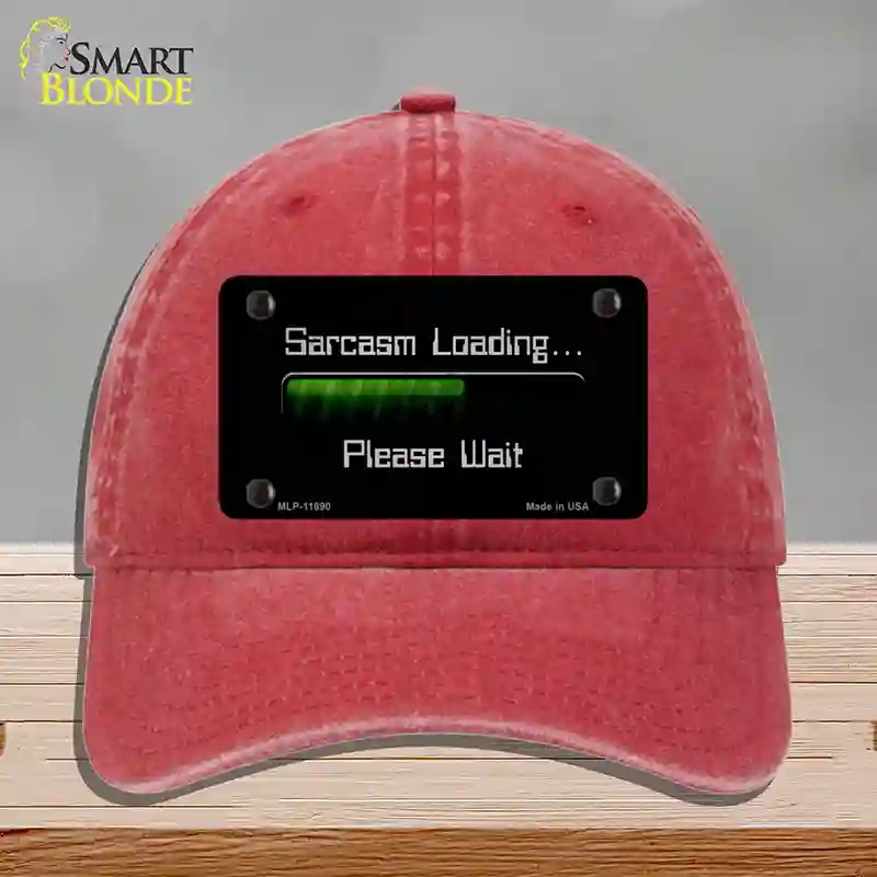 HAT13-MLP-11890 4 x 2.2 in. Sarcasm Loading Novelty License Plate Hat, Red - Unconstructed Cotton