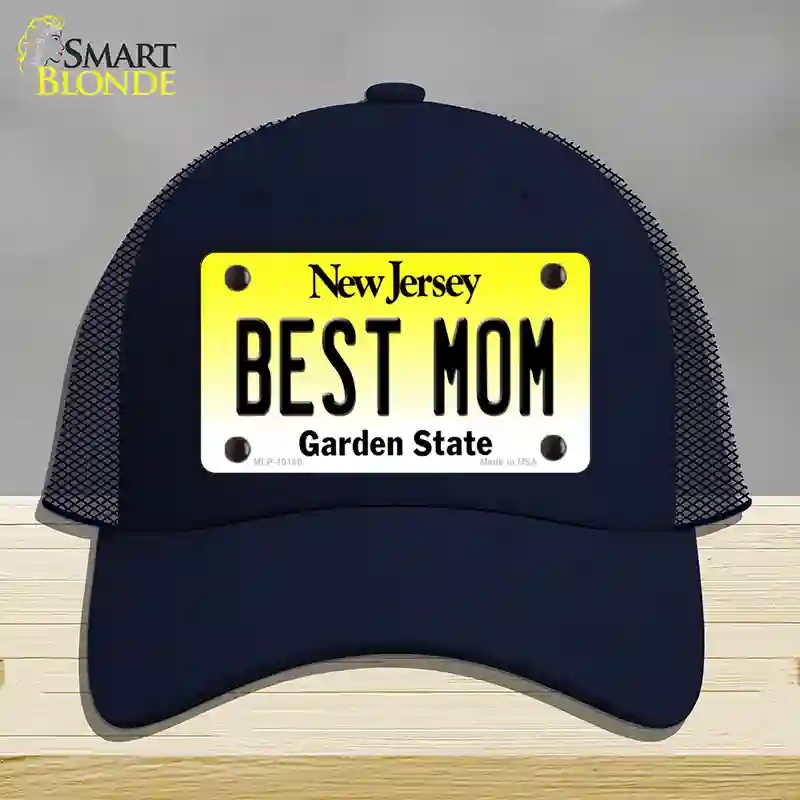HAT16-MLP-10180 4 x 2.2 in. Best Mom Jersey Novelty License Plate Hat, Navy - Mesh