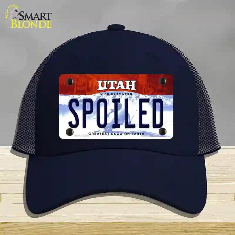 HAT16-MLP-10210 4 x 2.2 in. Spoiled Utah Novelty License Plate Hat, Navy - Mesh