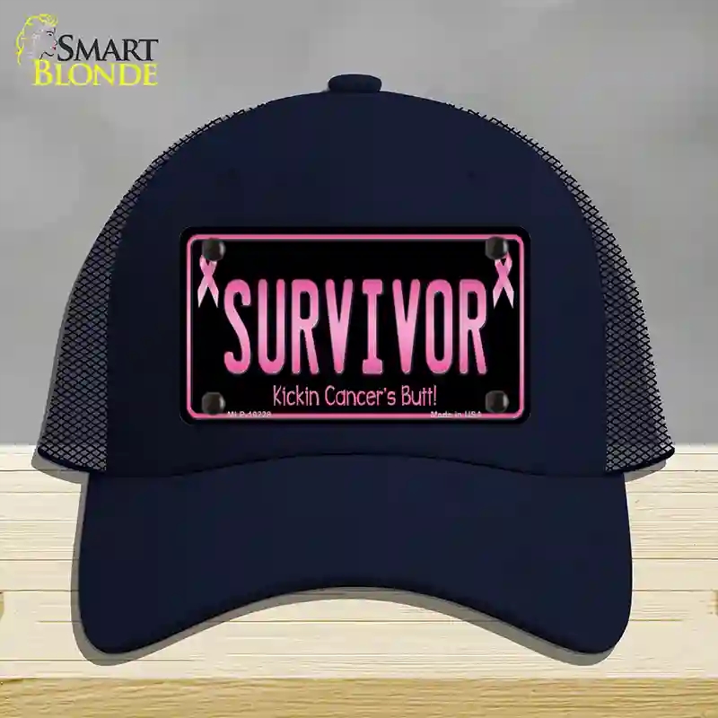HAT16-MLP-10228 4 x 2.2 in. Survivor Novelty License Plate Hat, Navy - Mesh