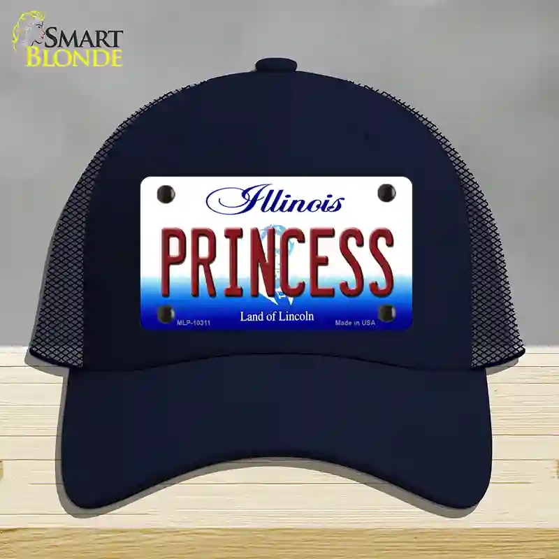 HAT16-MLP-10311 4 x 2.2 in. Princess Illinois Novelty License Plate Hat, Navy - Mesh