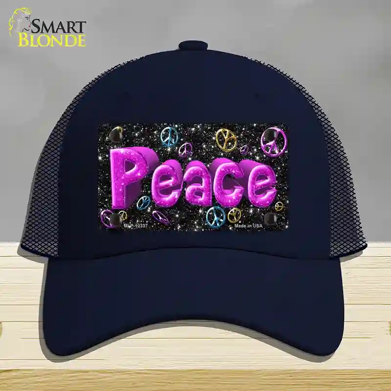 HAT16-MLP-10337 4 x 2.2 in. Peace Novelty License Plate Hat, Navy - Mesh
