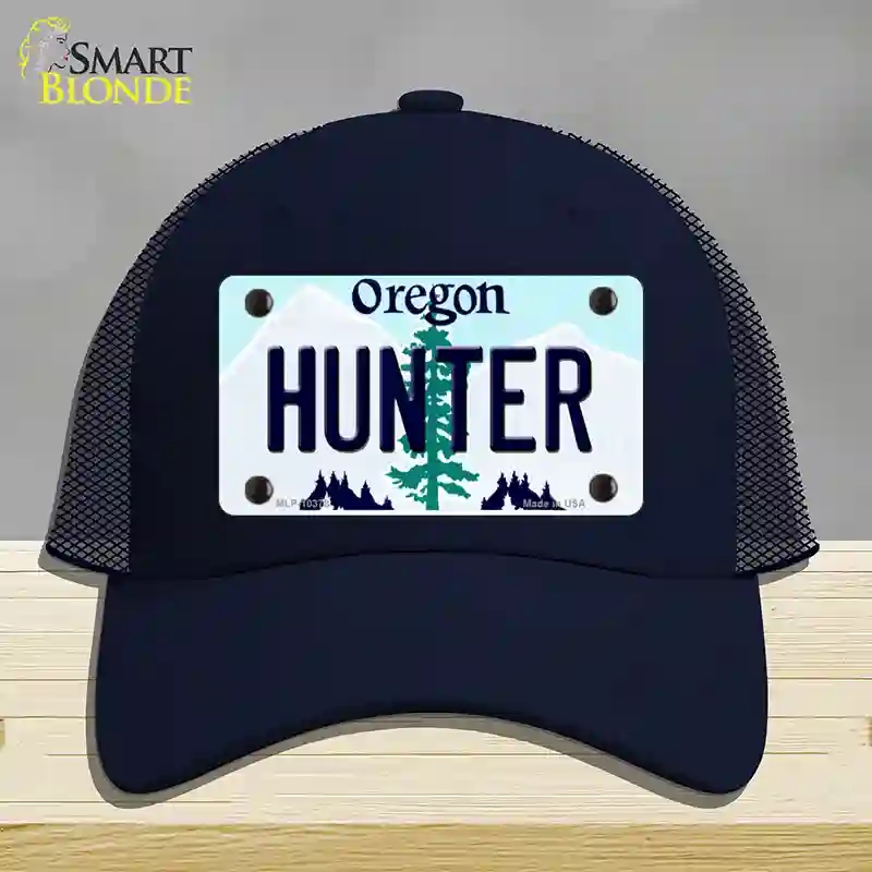 HAT16-MLP-10378 4 x 2.2 in. Hunter Oregon Novelty License Plate Hat, Navy - Mesh