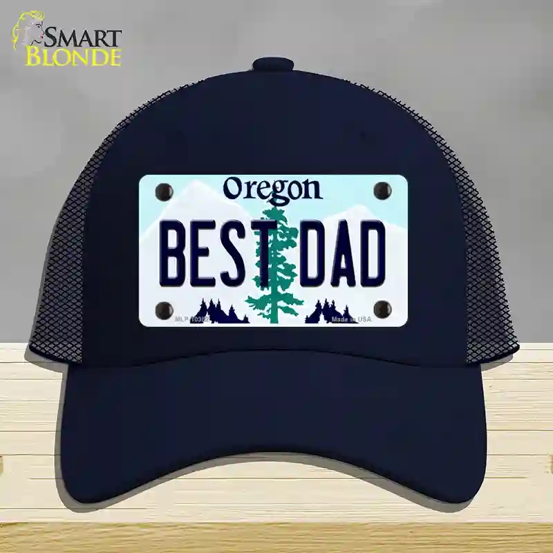 HAT16-MLP-10382 4 x 2.2 in. Best Dad Oregon Novelty License Plate Hat, Navy - Mesh