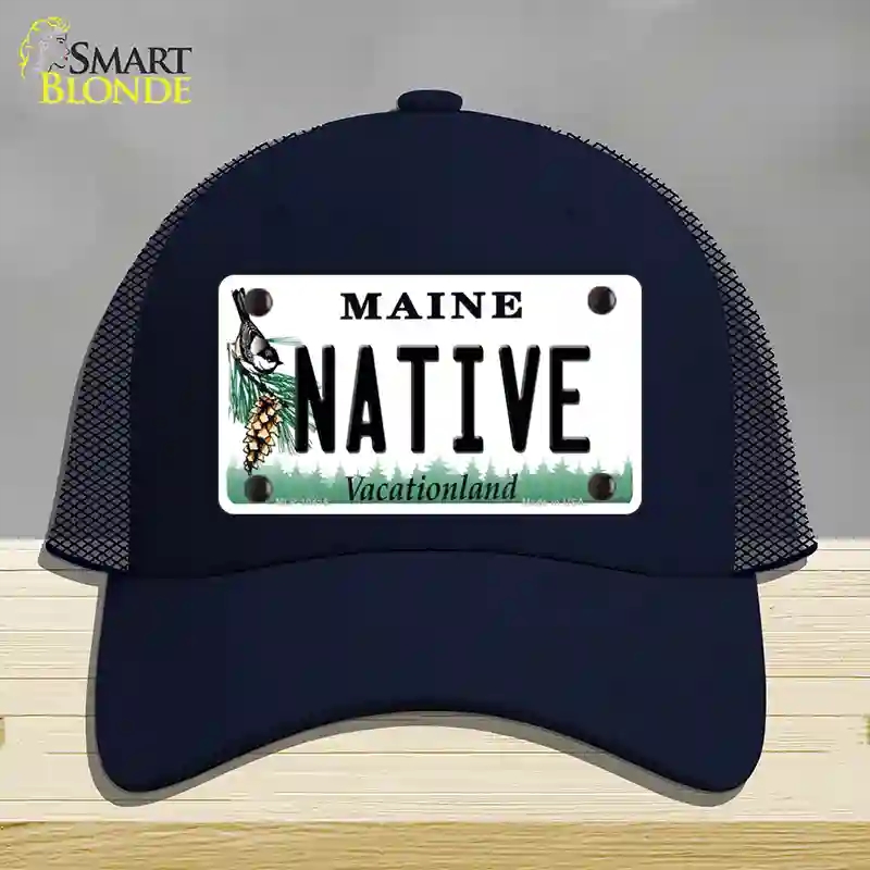HAT16-MLP-10416 4 x 2.2 in. Native Maine Novelty License Plate Hat, Navy - Mesh