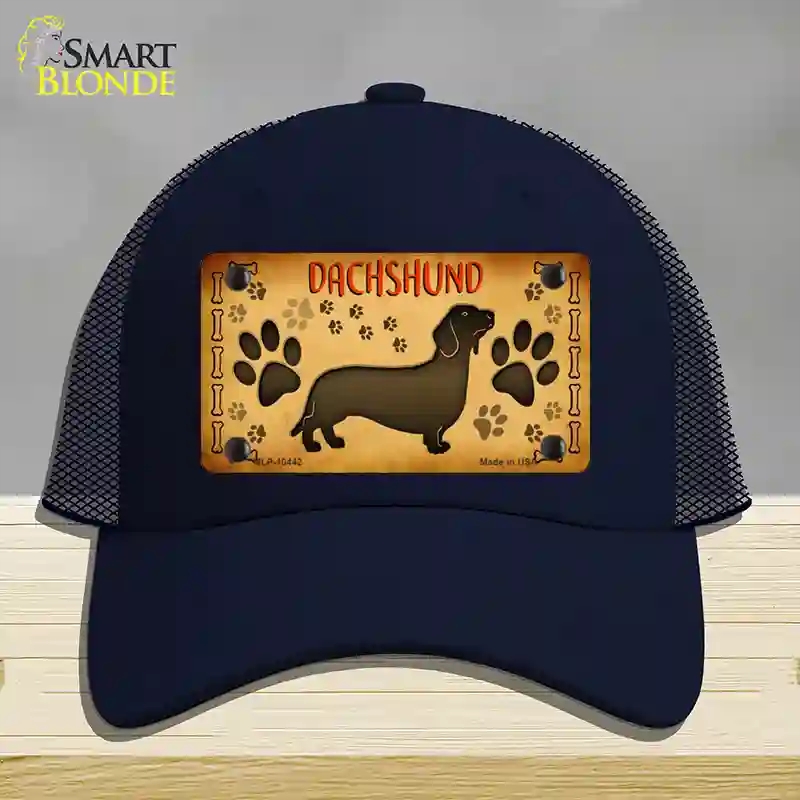 HAT16-MLP-10442 4 x 2.2 in. Dachshund Novelty License Plate Hat, Navy - Mesh