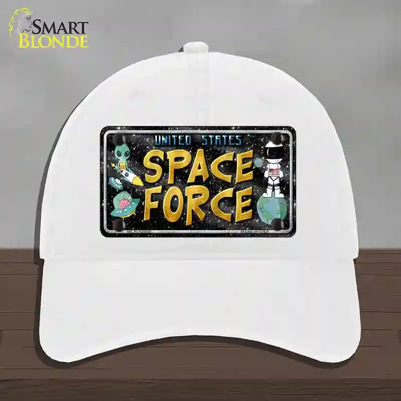HAT14-MLP-12056 4 x 2.2 in. Space Force Novelty License Plate Hat, White - Unconstructed Cotton