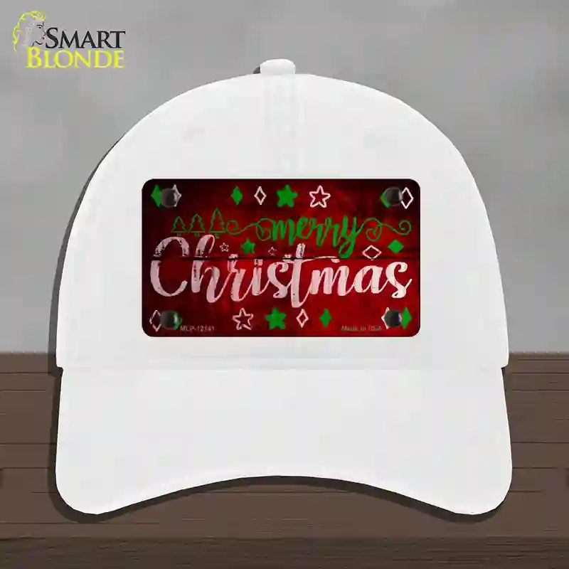 HAT14-MLP-12141 4 x 2.2 in. Merry Christmas Red Novelty License Plate Hat, White - Unconstructed Cotton