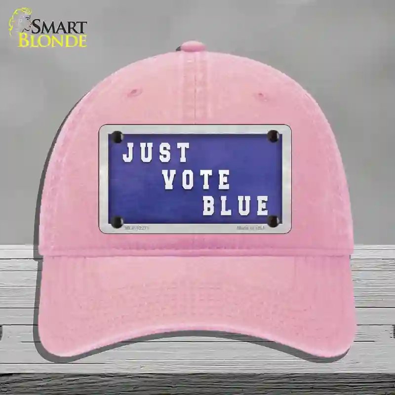 HAT12-MLP-12271 4 x 2.2 in. Just Vote Blue Novelty License Plate Hat, Pink - Unconstructed Cotton