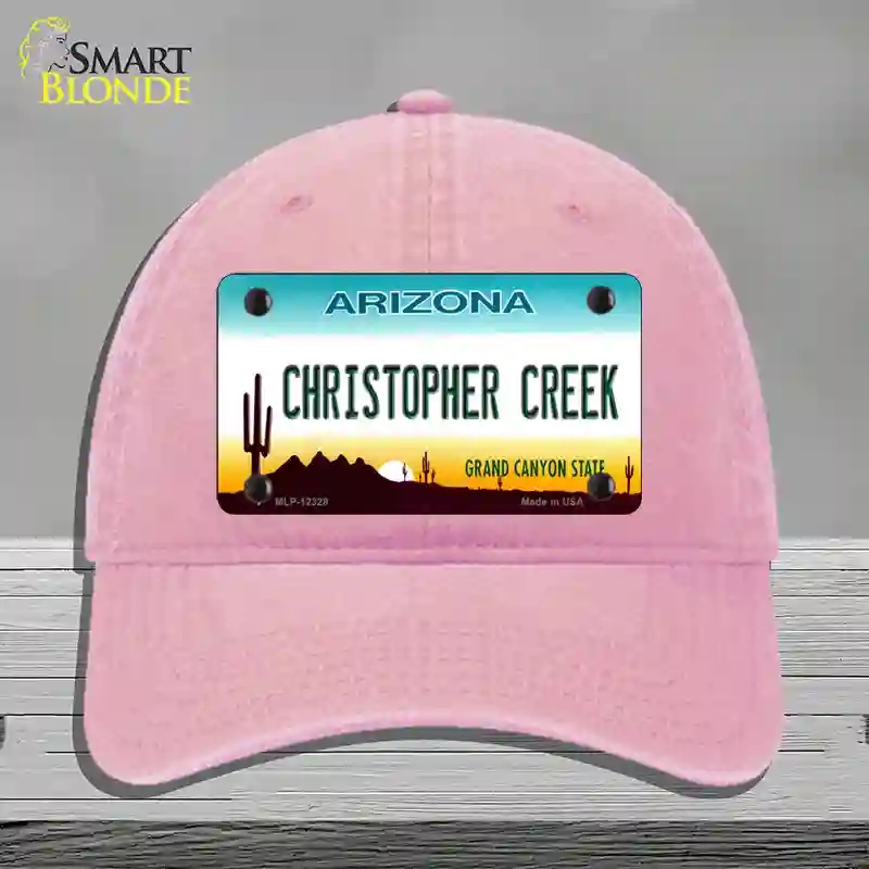 HAT12-MLP-12328 4 x 2.2 in. Christopher Creek Arizona Novelty License Plate Hat, Pink - Unconstructed Cotton