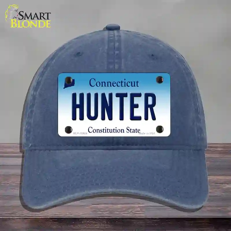HAT11-MLP-10924 4 x 2.2 in. Hunter Connecticut Novelty License Plate Hat, Navy - Unconstructed Cotton