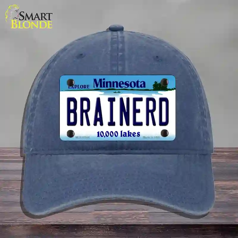 HAT11-MLP-11045 4 x 2.2 in. Brainerd Minnesota State Novelty License Plate Hat, Navy - Unconstructed Cotton