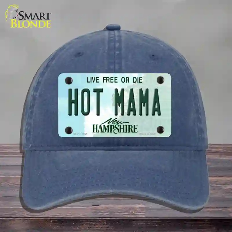 HAT11-MLP-11155 4 x 2.2 in. Hot Mama Hampshire State Novelty License Plate Hat, Navy - Unconstructed Cotton