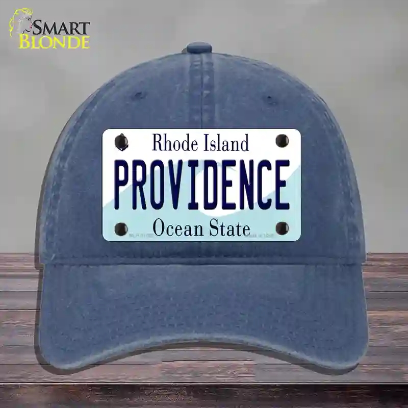 HAT11-MLP-11182 4 x 2.2 in. Providence Rhode Island State Novelty License Plate Hat, Navy - Unconstructed Cotton