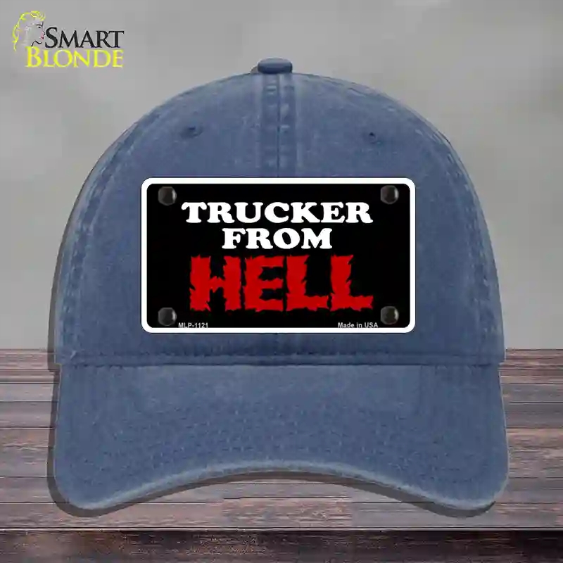 HAT11-MLP-1121 4 x 2.2 in. Mesh From Hell Novelty License Plate Hat, Navy - Unconstructed Cotton