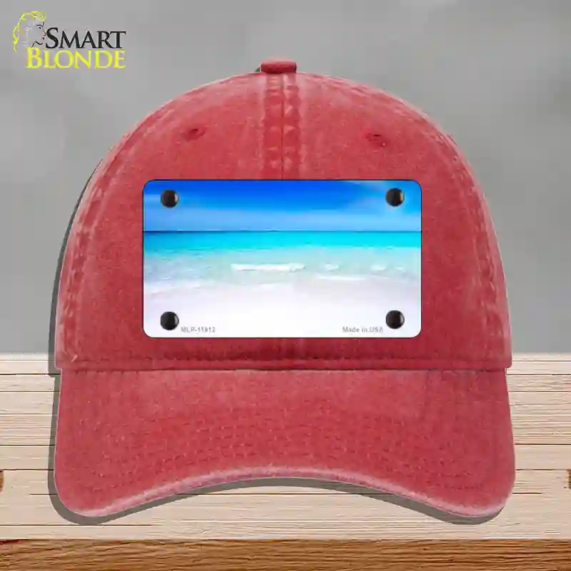HAT13-MLP-11912 4 x 2.2 in. Beach Scene Novelty License Plate Hat, Red - Unconstructed Cotton