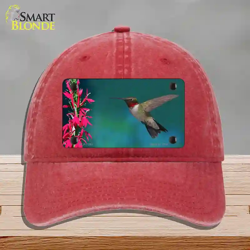 HAT13-MLP-1201 4 x 2.2 in. Humming Bird Novelty License Plate Hat, Red - Unconstructed Cotton