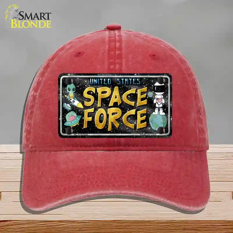 HAT13-MLP-12056 4 x 2.2 in. Space Force Novelty License Plate Hat, Red - Unconstructed Cotton