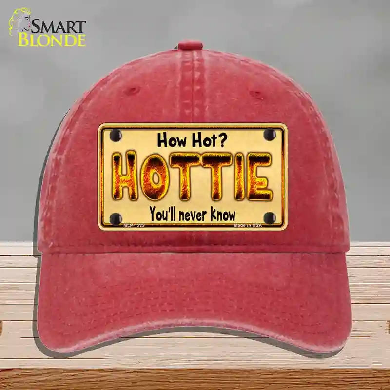 HAT13-MLP-1229 4 x 2.2 in. Hottie Know Novelty License Plate Hat, Red - Unconstructed Cotton