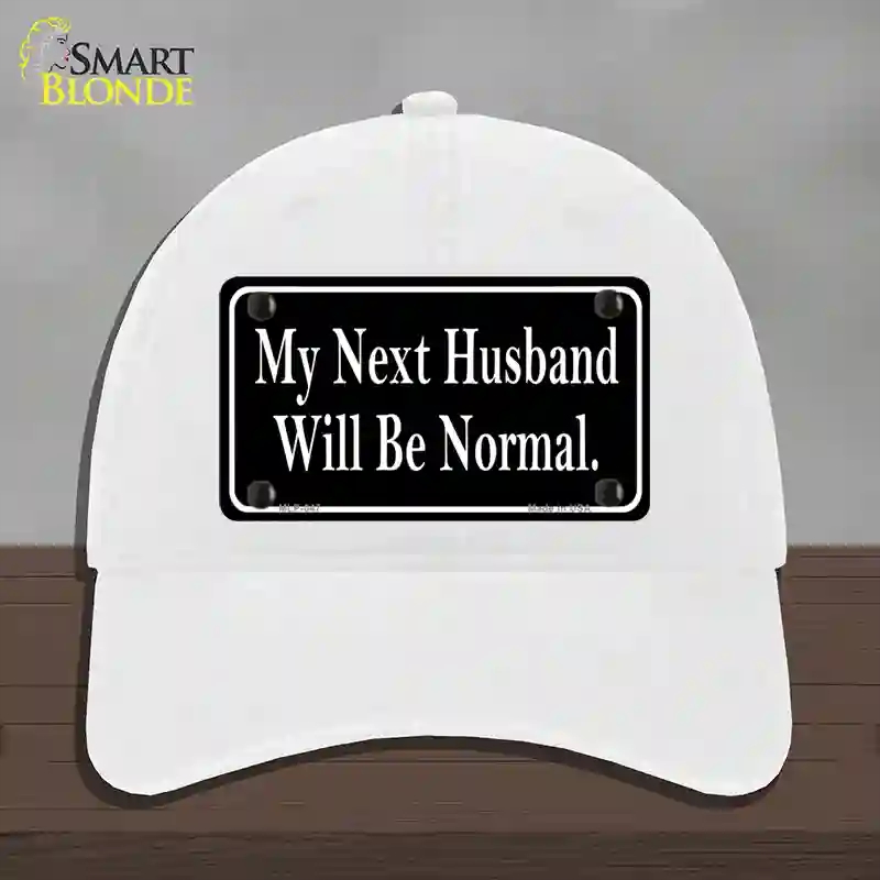 HAT14-MLP-047 4 x 2.2 in. My Next Husband Novelty License Plate Hat, White - Unconstructed Cotton