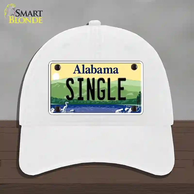 HAT14-MLP-10023 4 x 2.2 in. Single Alabama Novelty License Plate Hat, White - Unconstructed Cotton