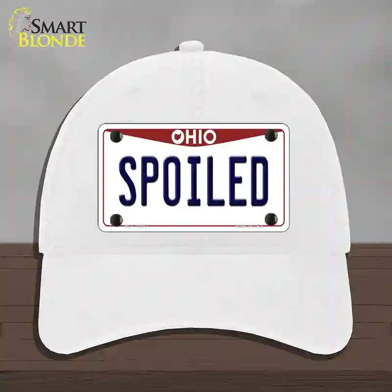 HAT14-MLP-10083 4 x 2.2 in. Spoiled Ohio Novelty License Plate Hat, White - Unconstructed Cotton