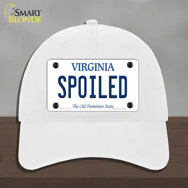 HAT14-MLP-10127 4 x 2.2 in. Spoiled Virginia Novelty License Plate Hat, White - Unconstructed Cotton