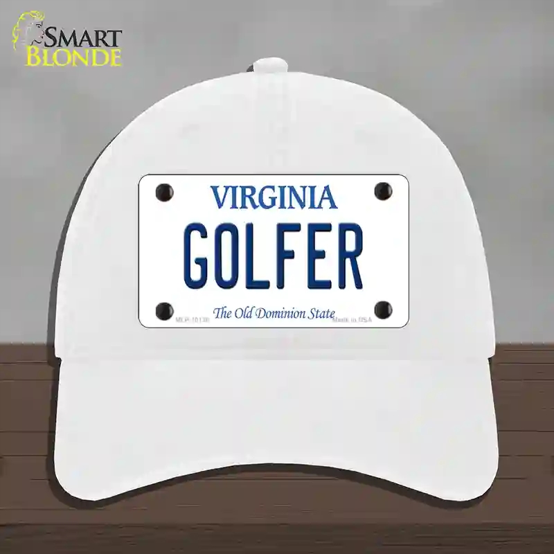 HAT14-MLP-10138 4 x 2.2 in. Golfer Virginia Novelty License Plate Hat, White - Unconstructed Cotton