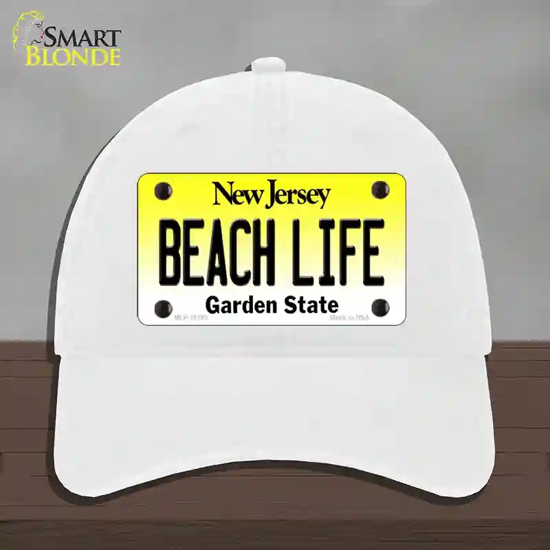 HAT14-MLP-10183 4 x 2.2 in. Beach Life Jersey Novelty License Plate Hat, White - Unconstructed Cotton