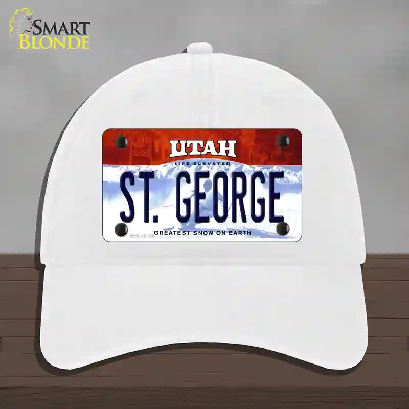 HAT14-MLP-10190 4 x 2.2 in. St George Utah Novelty License Plate Hat, White - Unconstructed Cotton