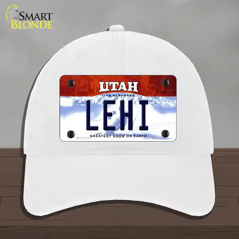 HAT14-MLP-10192 4 x 2.2 in. Lehi Utah Novelty License Plate Hat, White - Unconstructed Cotton
