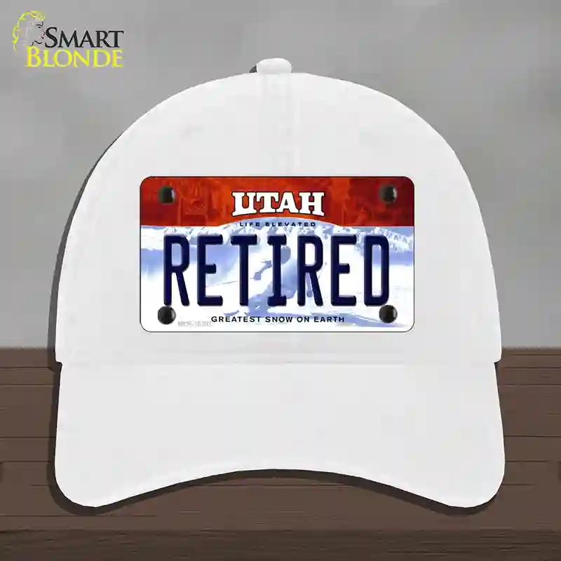 HAT14-MLP-10207 4 x 2.2 in. Retired Utah Novelty License Plate Hat, White - Unconstructed Cotton