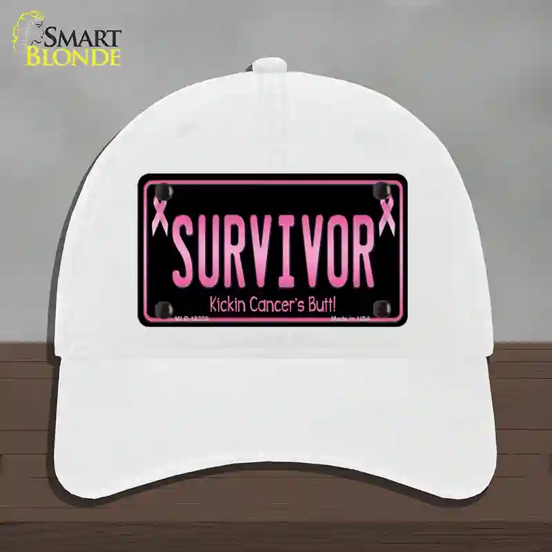 HAT14-MLP-10228 4 x 2.2 in. Survivor Novelty License Plate Hat, White - Unconstructed Cotton