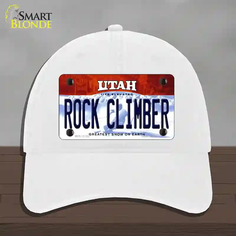HAT14-MLP-10229 4 x 2.2 in. Rock Climber Utah Novelty License Plate Hat, White - Unconstructed Cotton