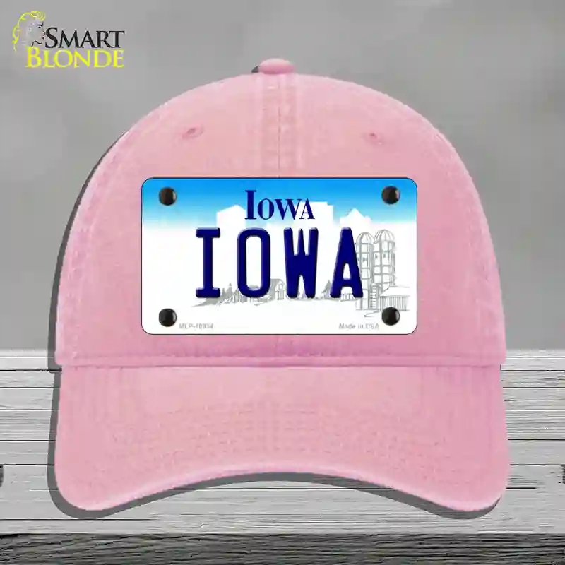 HAT12-MLP-10934 4 x 2.2 in. Iowa State Novelty License Plate Hat, Pink - Unconstructed Cotton