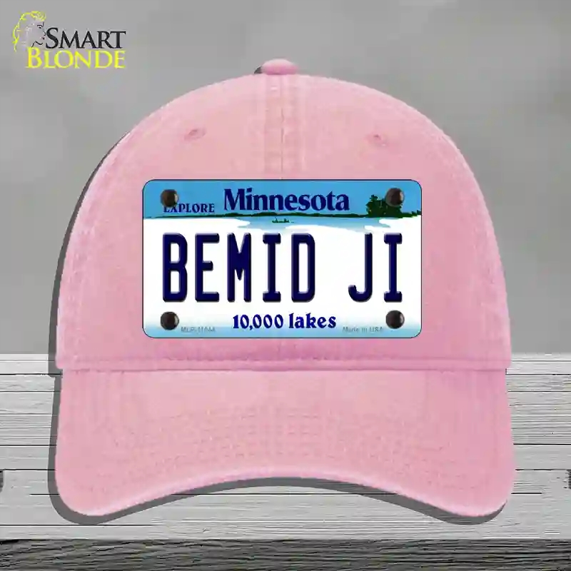 HAT12-MLP-11044 4 x 2.2 in. Bemid Ji Minnesota State Novelty License Plate Hat, Pink - Unconstructed Cotton
